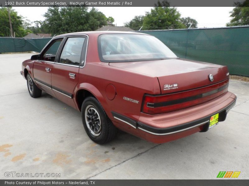 Medium Garnet Red Metallic / Red 1992 Buick Century Special Sedan