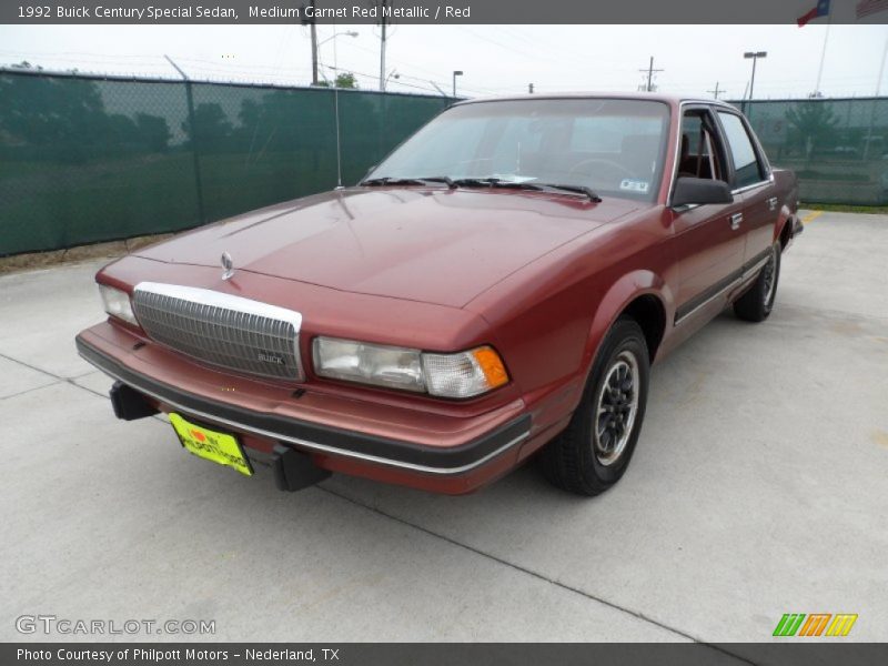 Medium Garnet Red Metallic / Red 1992 Buick Century Special Sedan