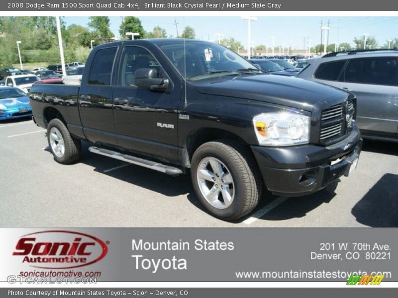 Brilliant Black Crystal Pearl / Medium Slate Gray 2008 Dodge Ram 1500 Sport Quad Cab 4x4