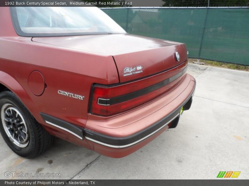 Medium Garnet Red Metallic / Red 1992 Buick Century Special Sedan