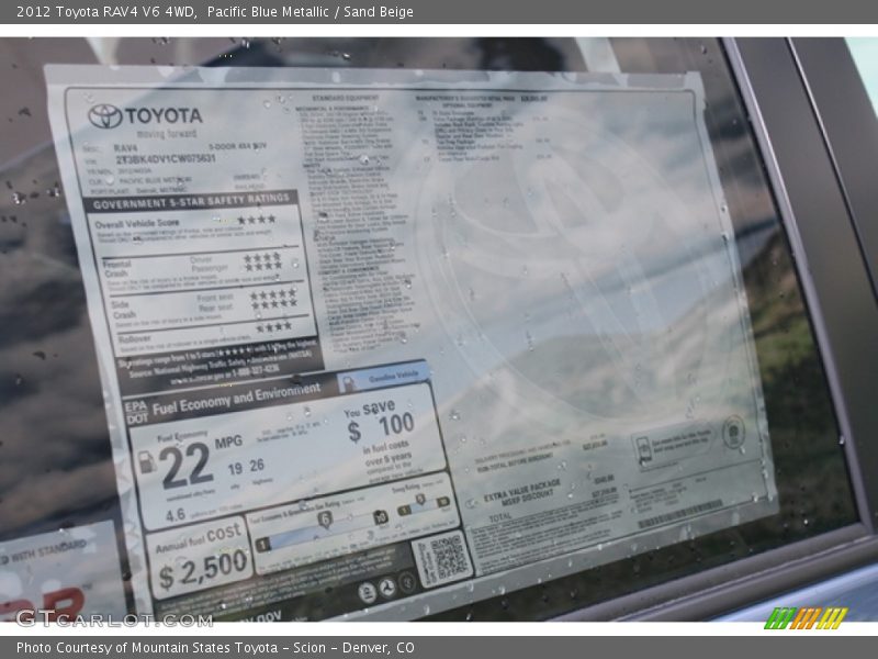 Pacific Blue Metallic / Sand Beige 2012 Toyota RAV4 V6 4WD