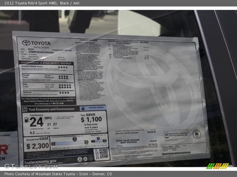 Black / Ash 2012 Toyota RAV4 Sport 4WD