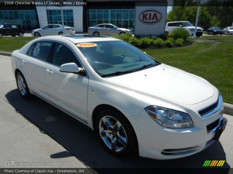 White / Ebony 2008 Chevrolet Malibu LT Sedan