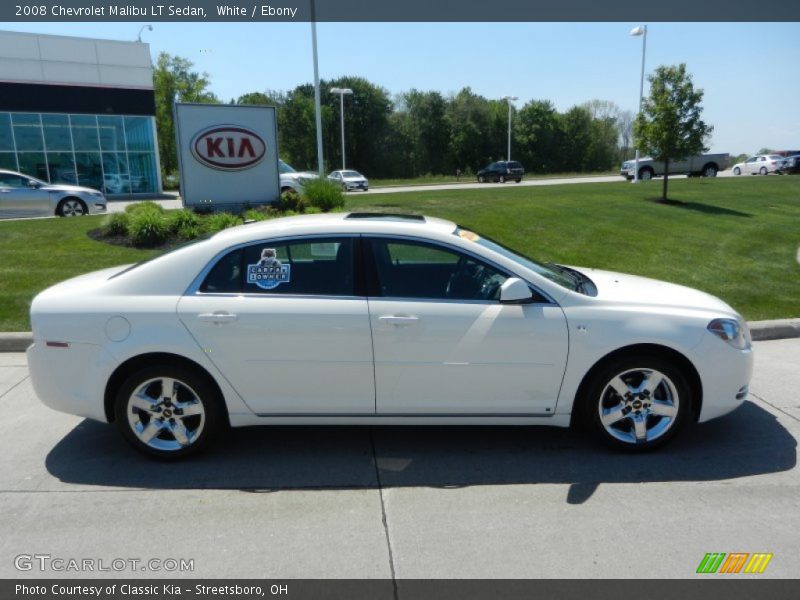 White / Ebony 2008 Chevrolet Malibu LT Sedan