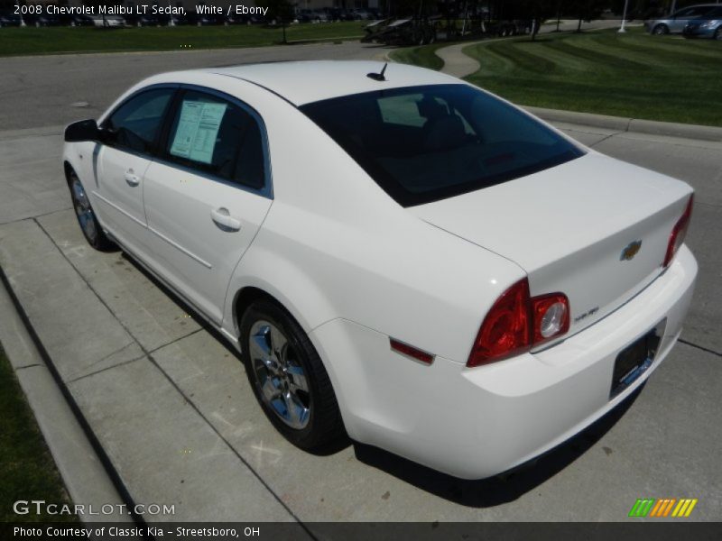 White / Ebony 2008 Chevrolet Malibu LT Sedan