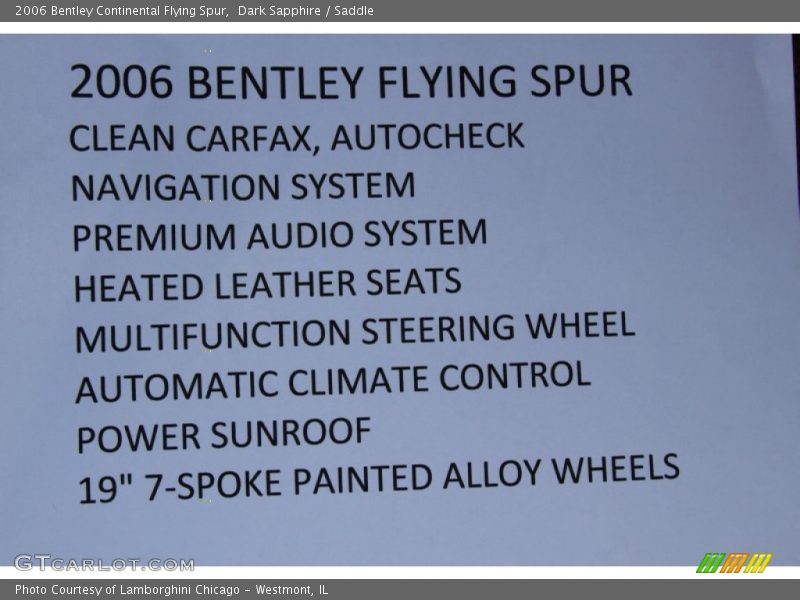 Dark Sapphire / Saddle 2006 Bentley Continental Flying Spur