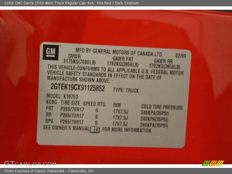 Fire Red / Dark Titanium 2009 GMC Sierra 1500 Work Truck Regular Cab 4x4
