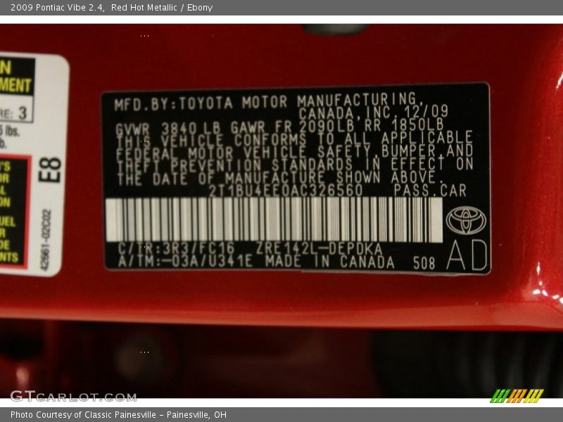 Red Hot Metallic / Ebony 2009 Pontiac Vibe 2.4