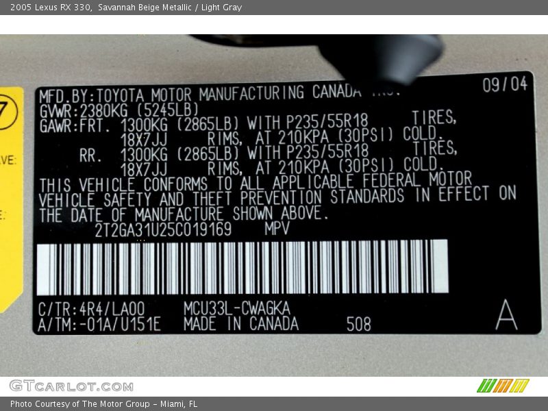 Savannah Beige Metallic / Light Gray 2005 Lexus RX 330