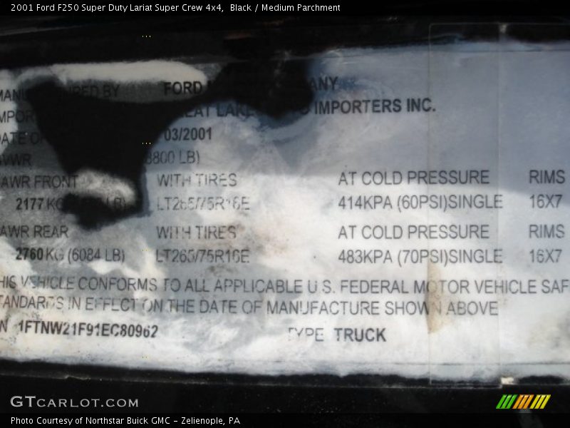 Black / Medium Parchment 2001 Ford F250 Super Duty Lariat Super Crew 4x4