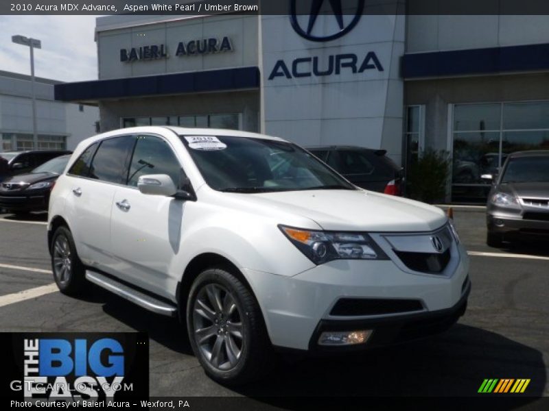 Aspen White Pearl / Umber Brown 2010 Acura MDX Advance