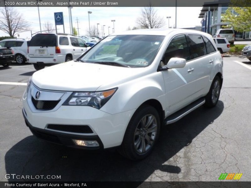 Aspen White Pearl / Umber Brown 2010 Acura MDX Advance