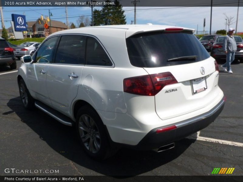 Aspen White Pearl / Umber Brown 2010 Acura MDX Advance