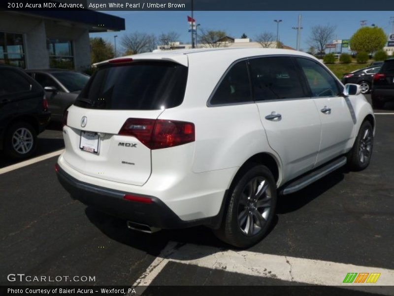 Aspen White Pearl / Umber Brown 2010 Acura MDX Advance