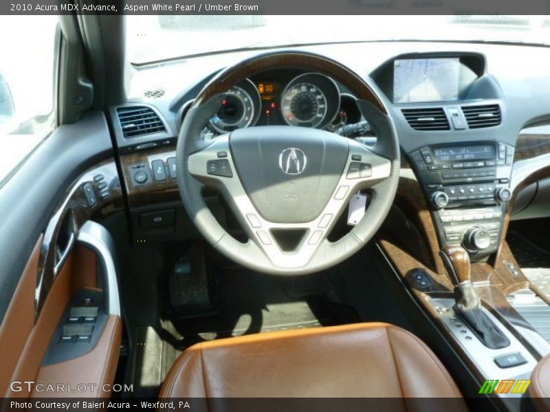 Aspen White Pearl / Umber Brown 2010 Acura MDX Advance