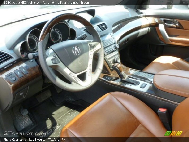 Aspen White Pearl / Umber Brown 2010 Acura MDX Advance