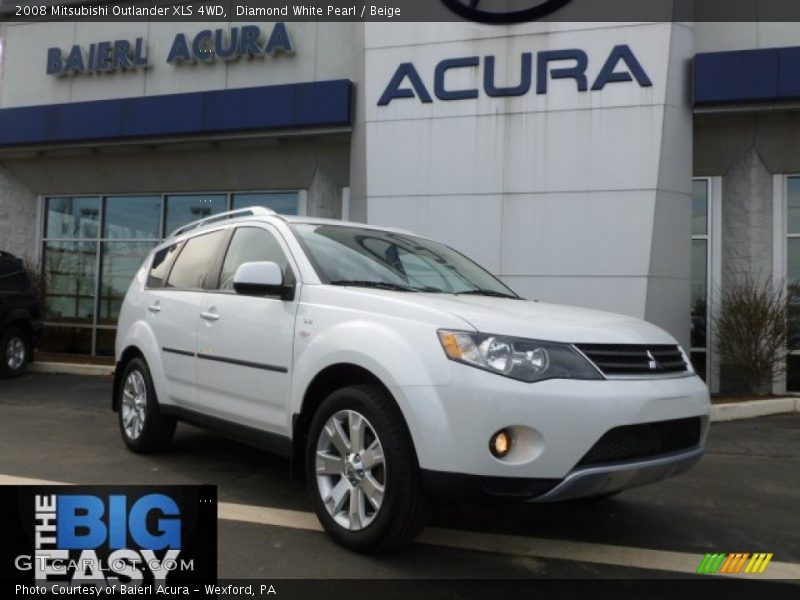 Diamond White Pearl / Beige 2008 Mitsubishi Outlander XLS 4WD