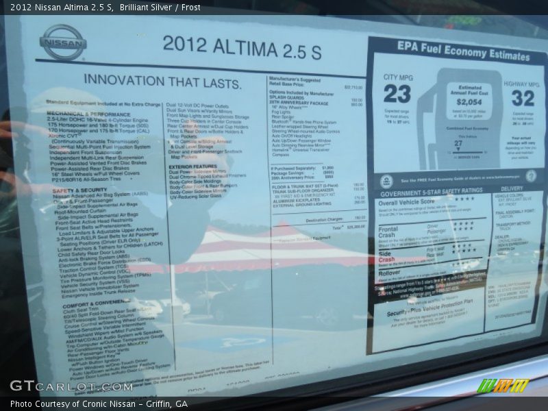 Brilliant Silver / Frost 2012 Nissan Altima 2.5 S