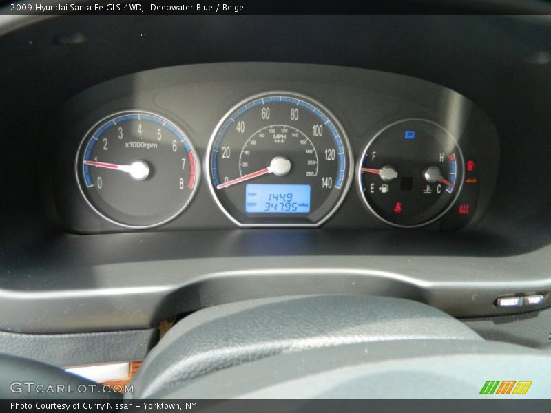 Deepwater Blue / Beige 2009 Hyundai Santa Fe GLS 4WD