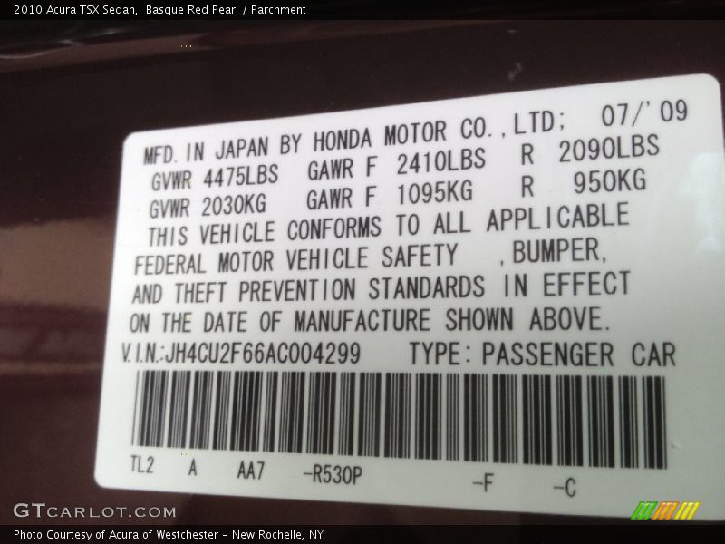 Basque Red Pearl / Parchment 2010 Acura TSX Sedan