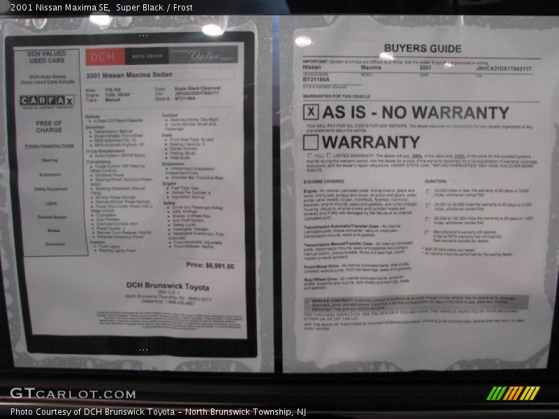 Super Black / Frost 2001 Nissan Maxima SE