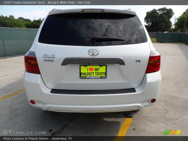 Blizzard White Pearl / Ash Gray 2008 Toyota Highlander Sport