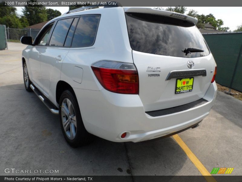 Blizzard White Pearl / Ash Gray 2008 Toyota Highlander Sport
