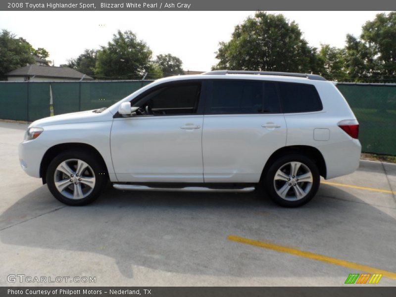 Blizzard White Pearl / Ash Gray 2008 Toyota Highlander Sport