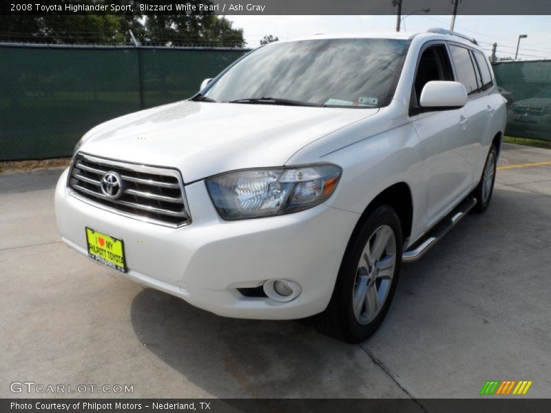 Blizzard White Pearl / Ash Gray 2008 Toyota Highlander Sport
