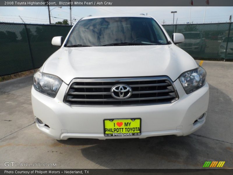 Blizzard White Pearl / Ash Gray 2008 Toyota Highlander Sport