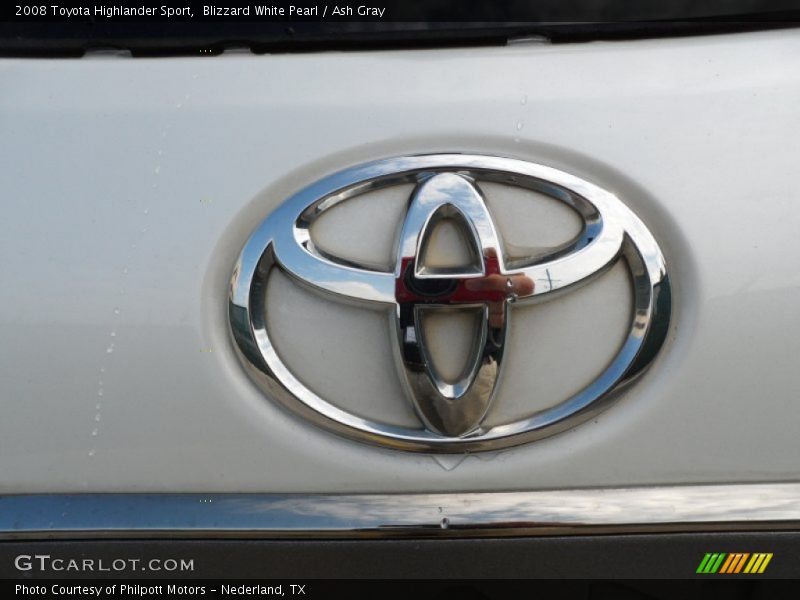 Blizzard White Pearl / Ash Gray 2008 Toyota Highlander Sport
