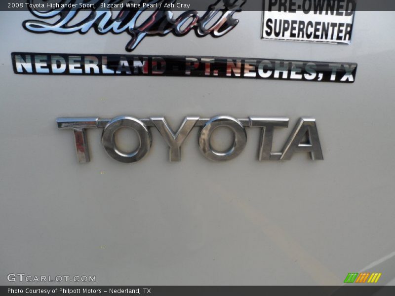 Blizzard White Pearl / Ash Gray 2008 Toyota Highlander Sport