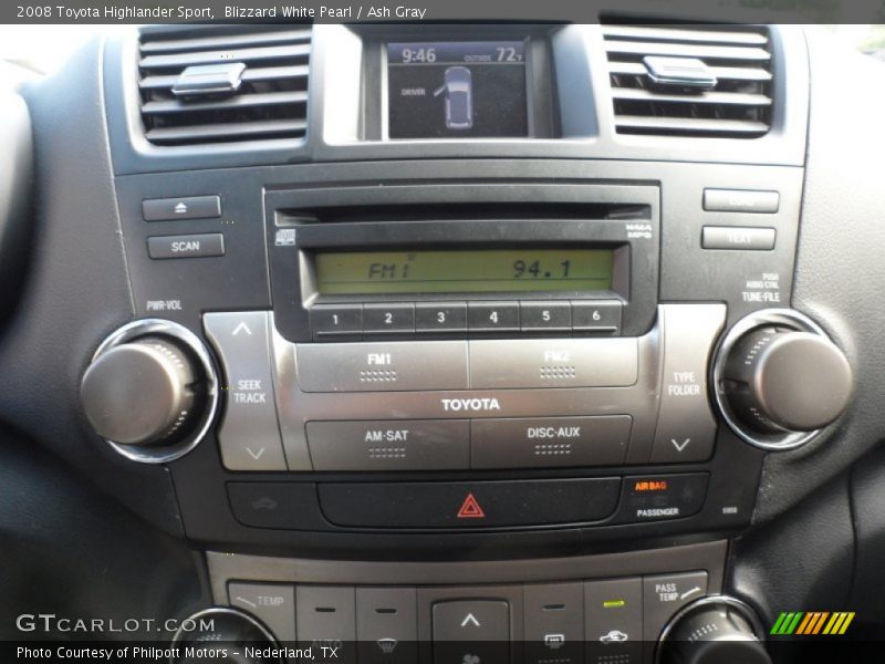 Blizzard White Pearl / Ash Gray 2008 Toyota Highlander Sport