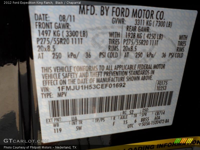 Black / Chaparral 2012 Ford Expedition King Ranch