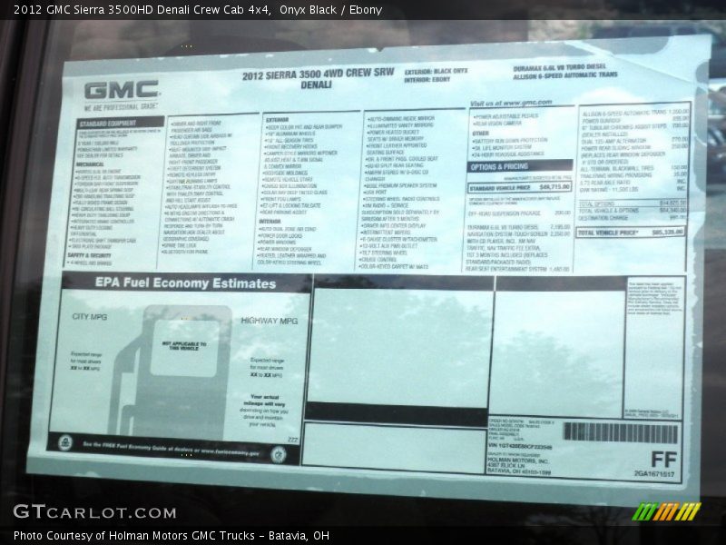 Onyx Black / Ebony 2012 GMC Sierra 3500HD Denali Crew Cab 4x4