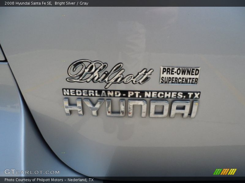Bright Silver / Gray 2008 Hyundai Santa Fe SE