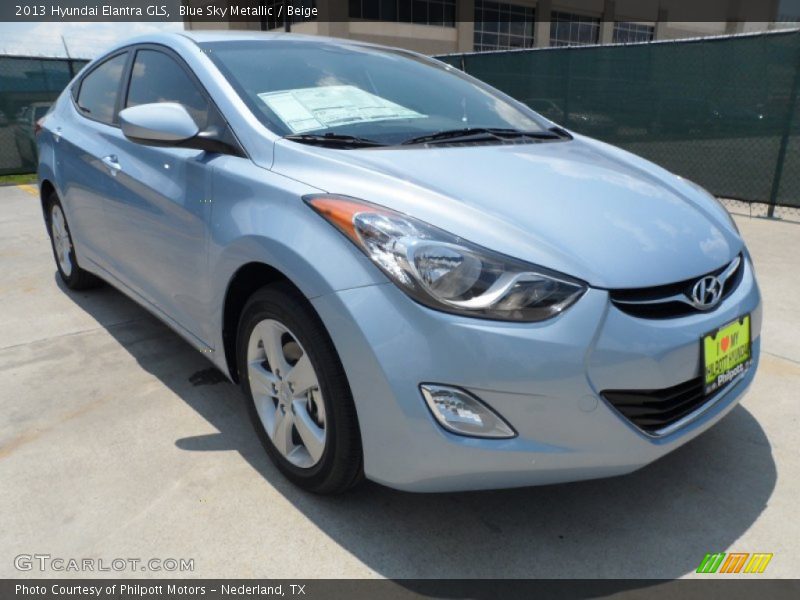 Blue Sky Metallic / Beige 2013 Hyundai Elantra GLS
