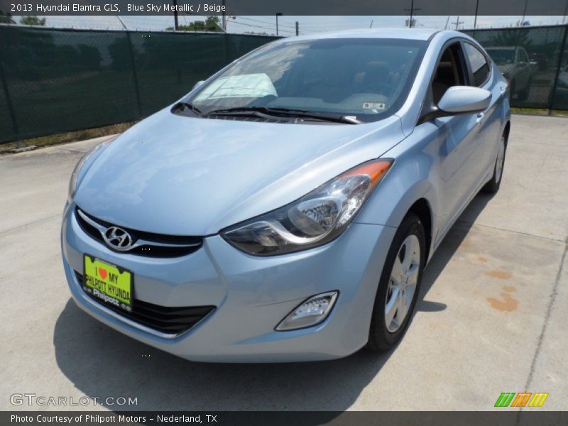 Blue Sky Metallic / Beige 2013 Hyundai Elantra GLS