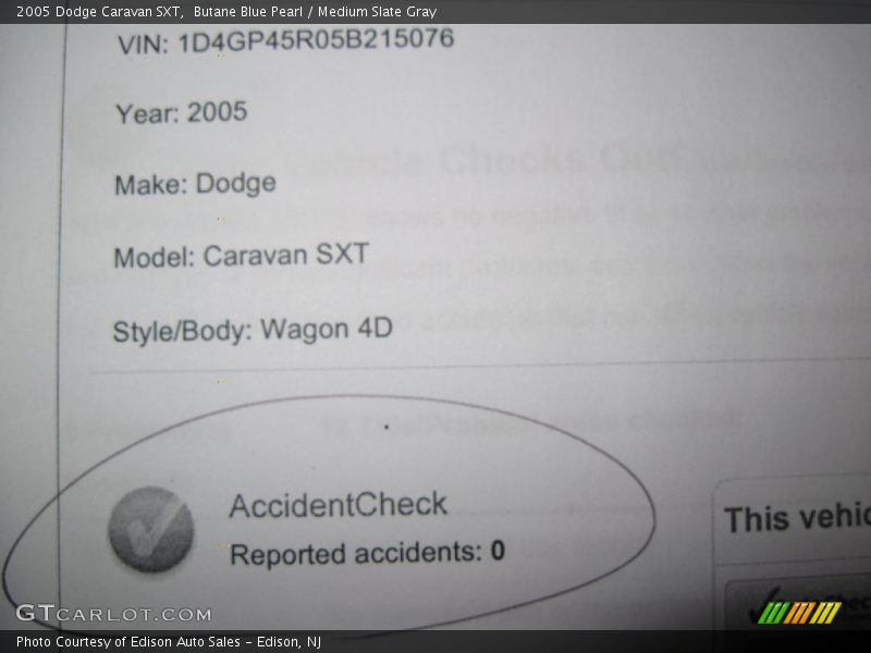 Butane Blue Pearl / Medium Slate Gray 2005 Dodge Caravan SXT