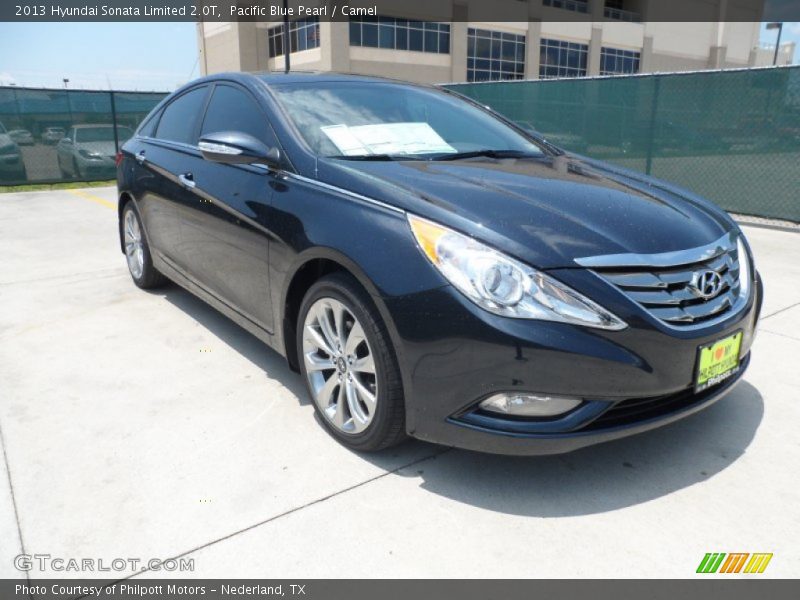 Pacific Blue Pearl / Camel 2013 Hyundai Sonata Limited 2.0T