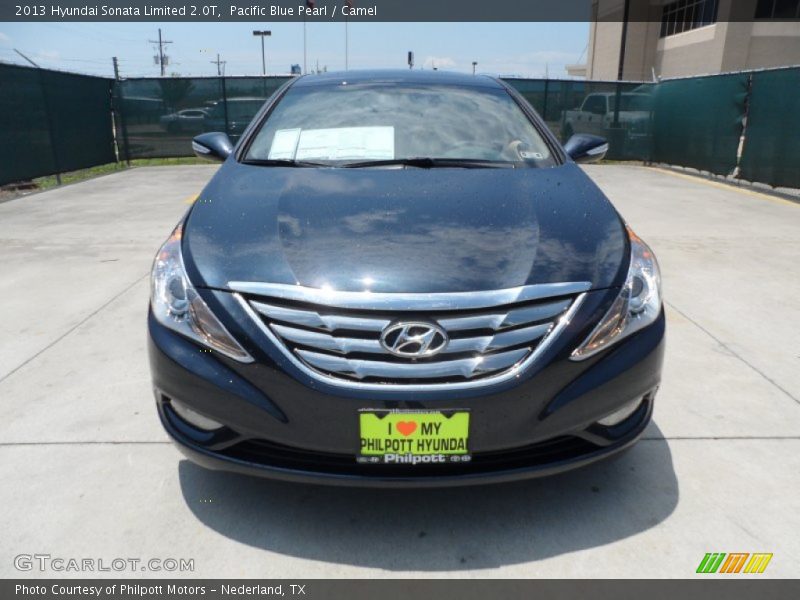 Pacific Blue Pearl / Camel 2013 Hyundai Sonata Limited 2.0T