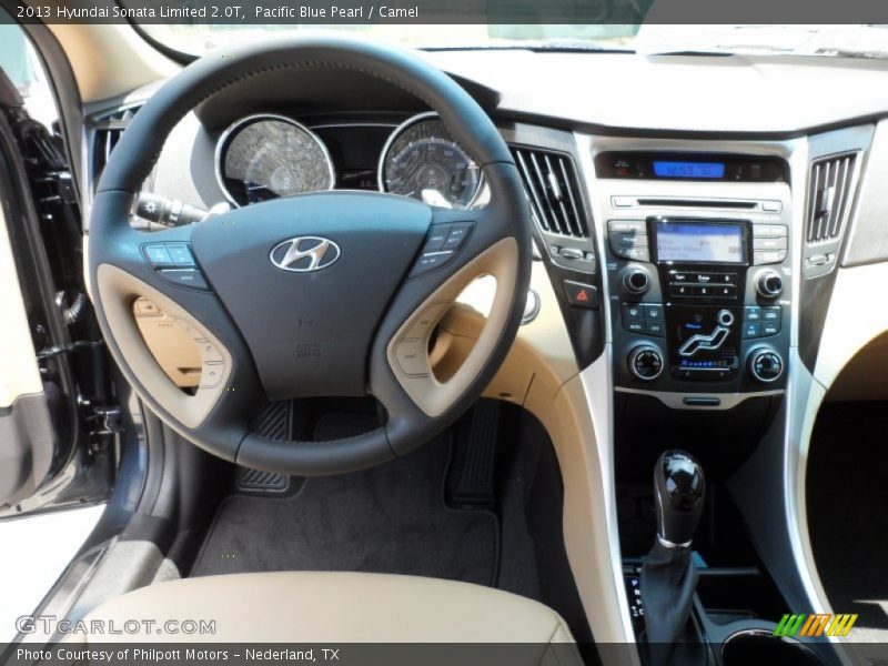 Pacific Blue Pearl / Camel 2013 Hyundai Sonata Limited 2.0T