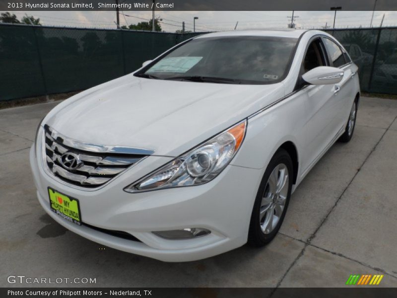 Shimmering White / Camel 2013 Hyundai Sonata Limited