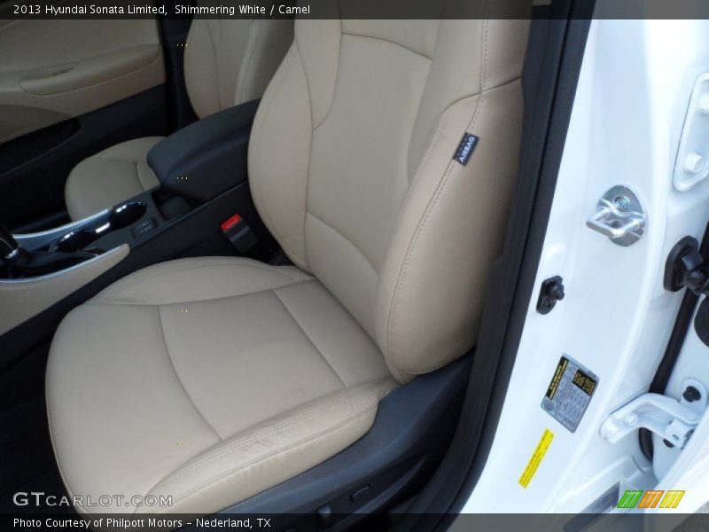 Shimmering White / Camel 2013 Hyundai Sonata Limited