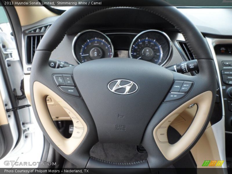 Shimmering White / Camel 2013 Hyundai Sonata Limited