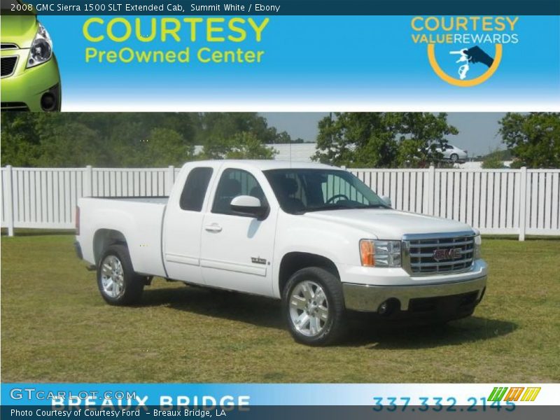 Summit White / Ebony 2008 GMC Sierra 1500 SLT Extended Cab