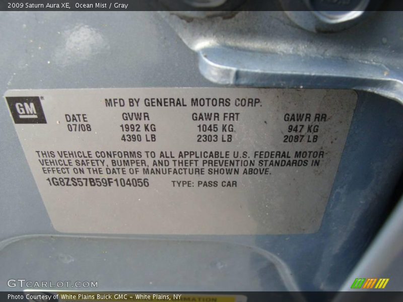 Ocean Mist / Gray 2009 Saturn Aura XE