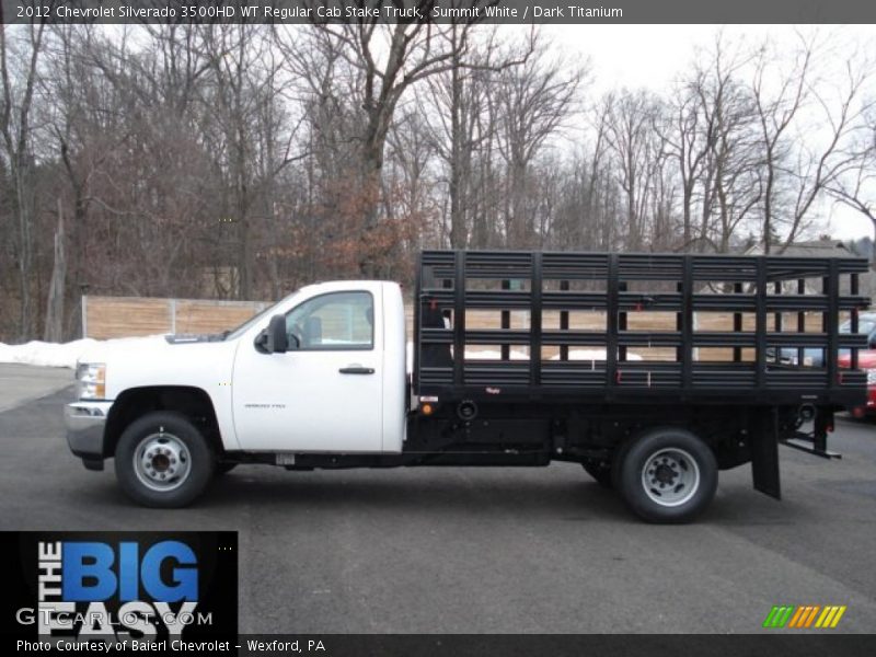 Summit White / Dark Titanium 2012 Chevrolet Silverado 3500HD WT Regular Cab Stake Truck