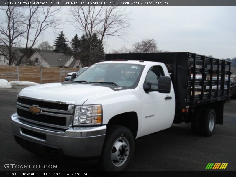 Summit White / Dark Titanium 2012 Chevrolet Silverado 3500HD WT Regular Cab Stake Truck