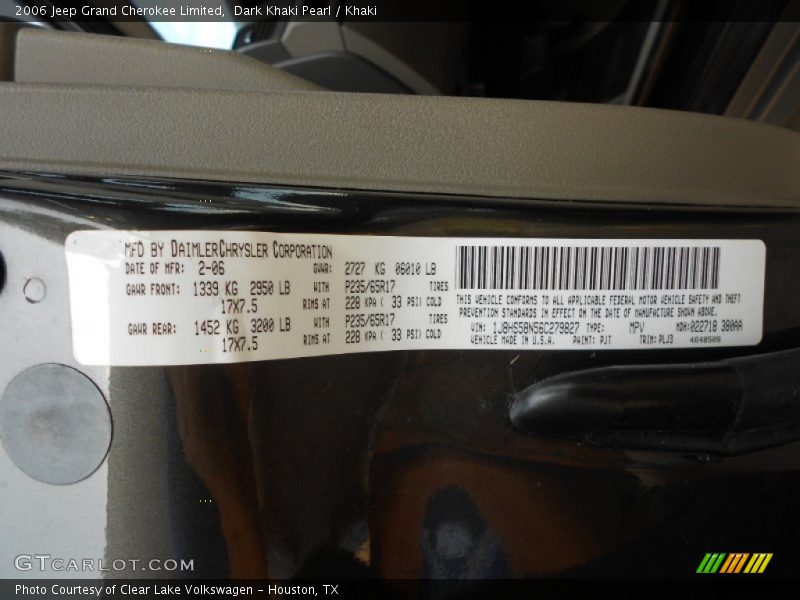 Dark Khaki Pearl / Khaki 2006 Jeep Grand Cherokee Limited